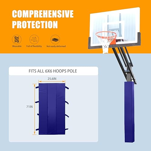 Miniatura 5 de Almohadilla para bastón de baloncesto de 72 pulgadas de alto y 2 pulgadas de grosor, se adapta a postes de 6 x 6 pulgadas para todo tipo de clima,