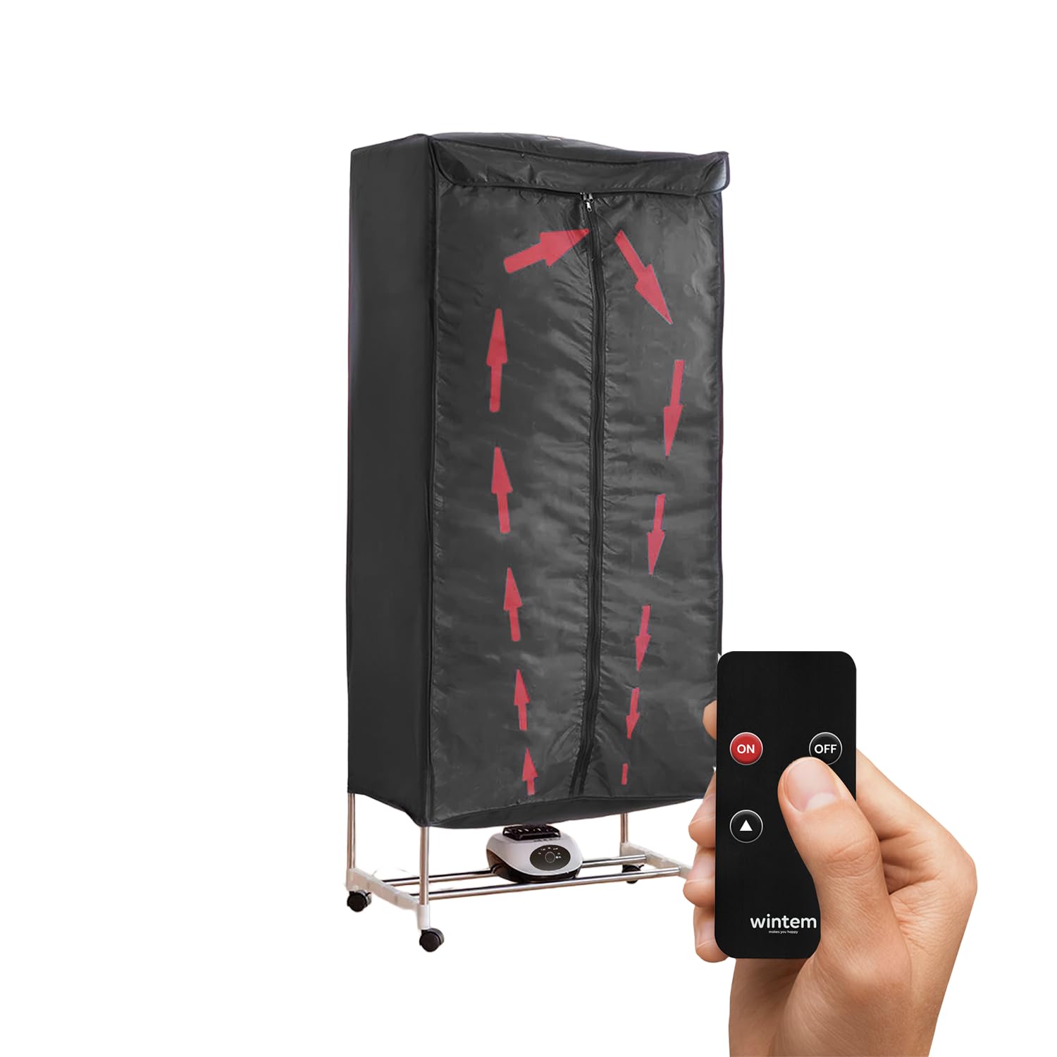 Asciugabiancheria Asciugatrice ad Aria Rettangolare 1000W con Timer 4 Ore, Telo di Copertura e Telecomando, Multiuso come Stendibiancheria Elettrico e Armadio Portatile fino a 15-20KG di Bucato