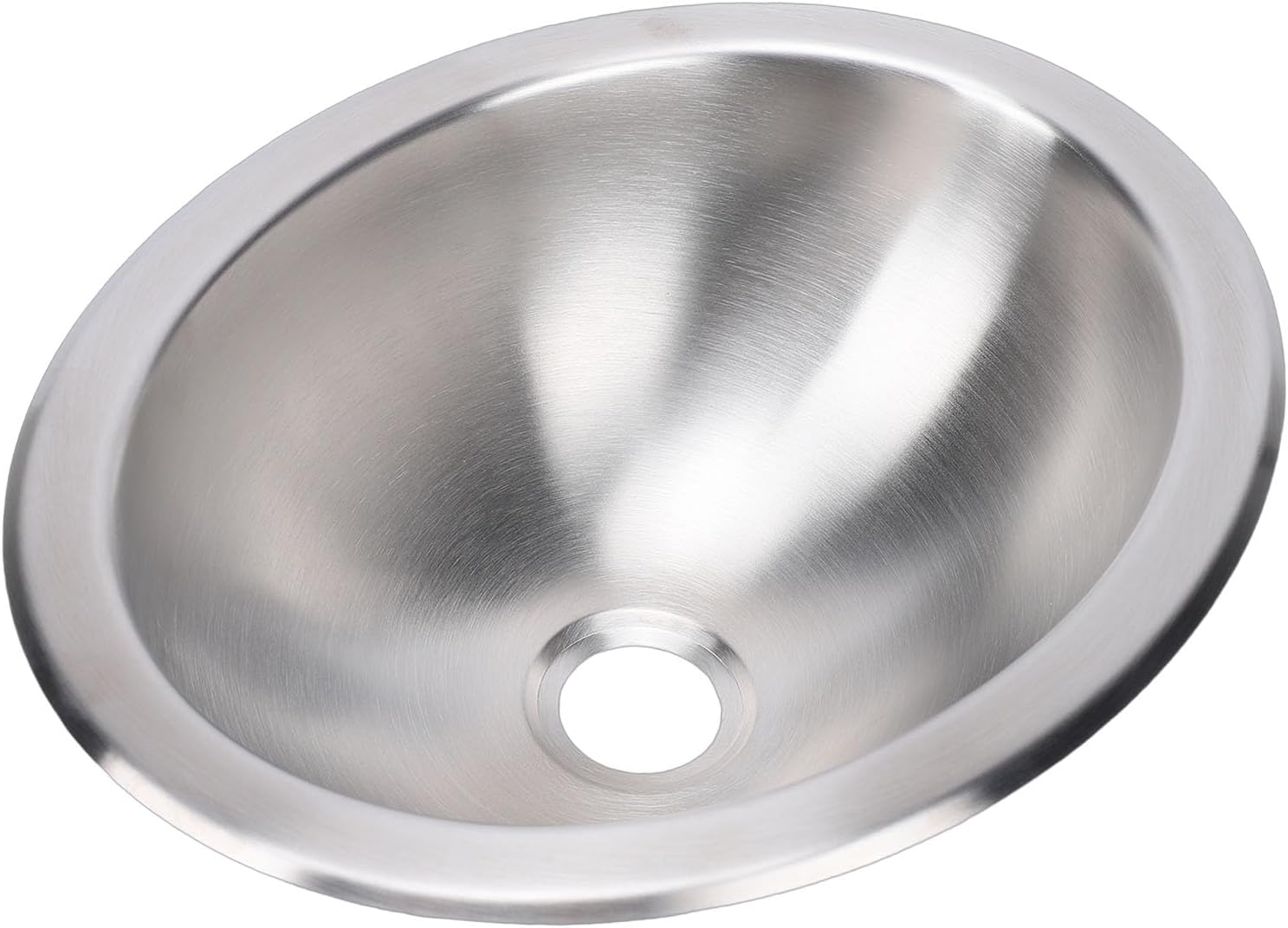 Keenso Stainless Steel Round Sink, 304 RV Sink with Brushed Mirror Finish and Drain Accessories, for Cars Boats Yachts RVs