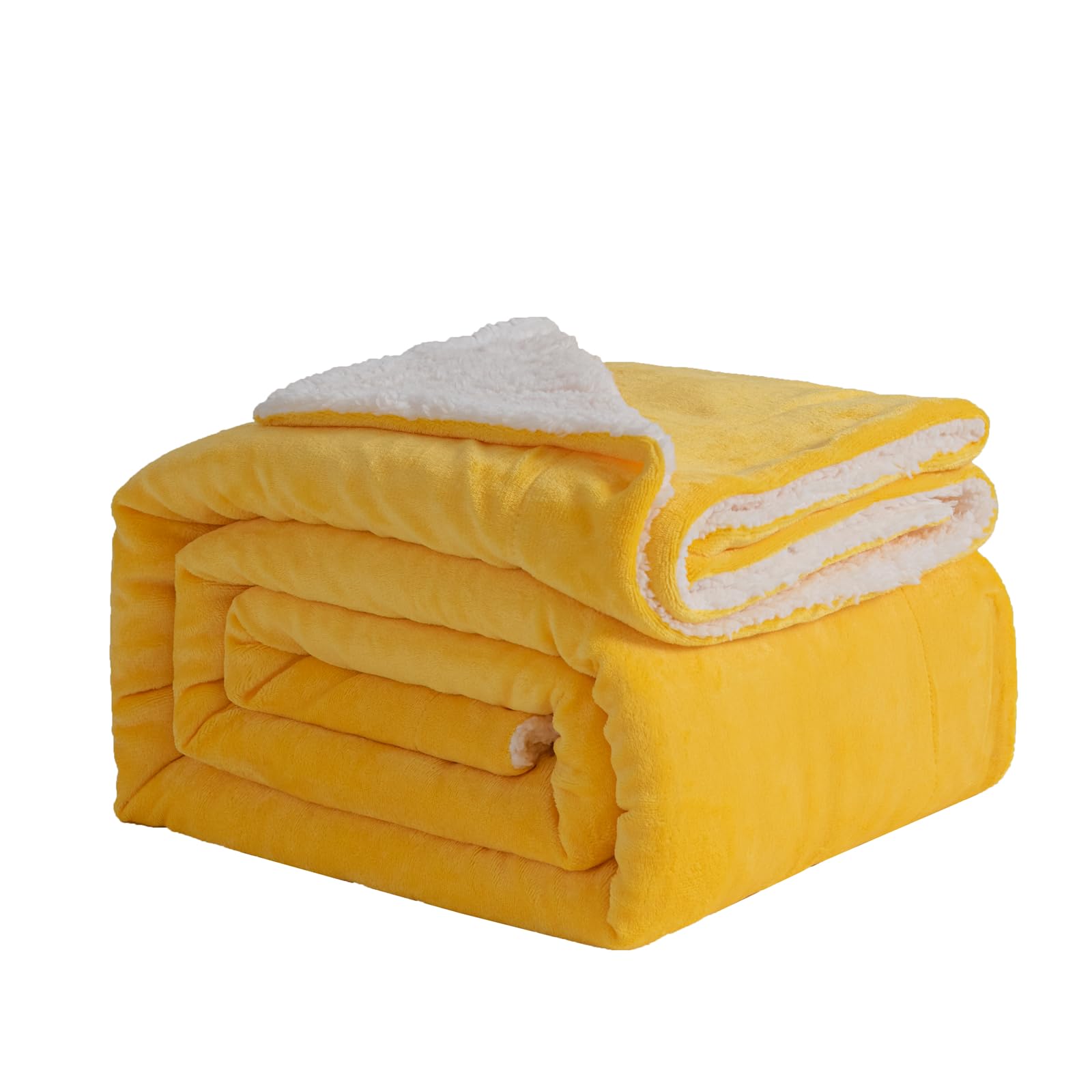 Good NiteGood Nite Blanket 130x150cm Reversible Sherpa Fleece Blanket Fluffy Polyester Blanket Soft and Warm Bed Blankets for Home life and Travel (Yellow,Single)