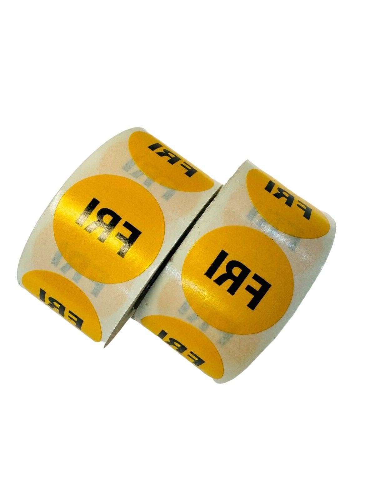 for 2 Rolls of 500 Small 1 Round Day of The Week Yellow Friday Inventory Labels