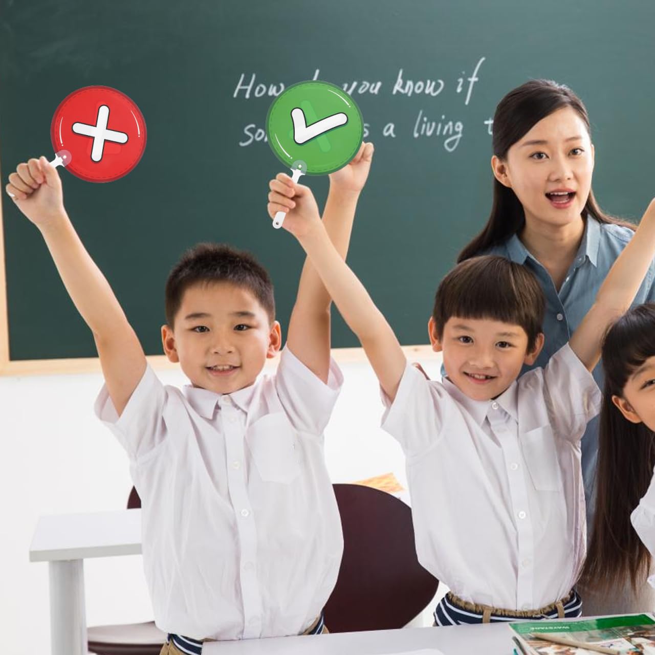 ABOOFAN Palettes de Vote Double Face pour Réponse Rapide en Classe – Panneaux d’Enseignement Portables 11 x 7 po en Plastique Résistant, Facile à Nettoyer & Interactif pour Engagement Élève