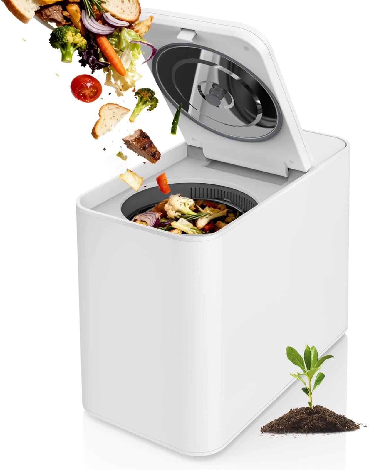 3L Electric Composter for Kitchen, Smart Compost Bin, Odorless|Low Noise|Auto-Cleaning|Fast 4-6H Food Waste to Fertilizer Conversion for Outdoor Use