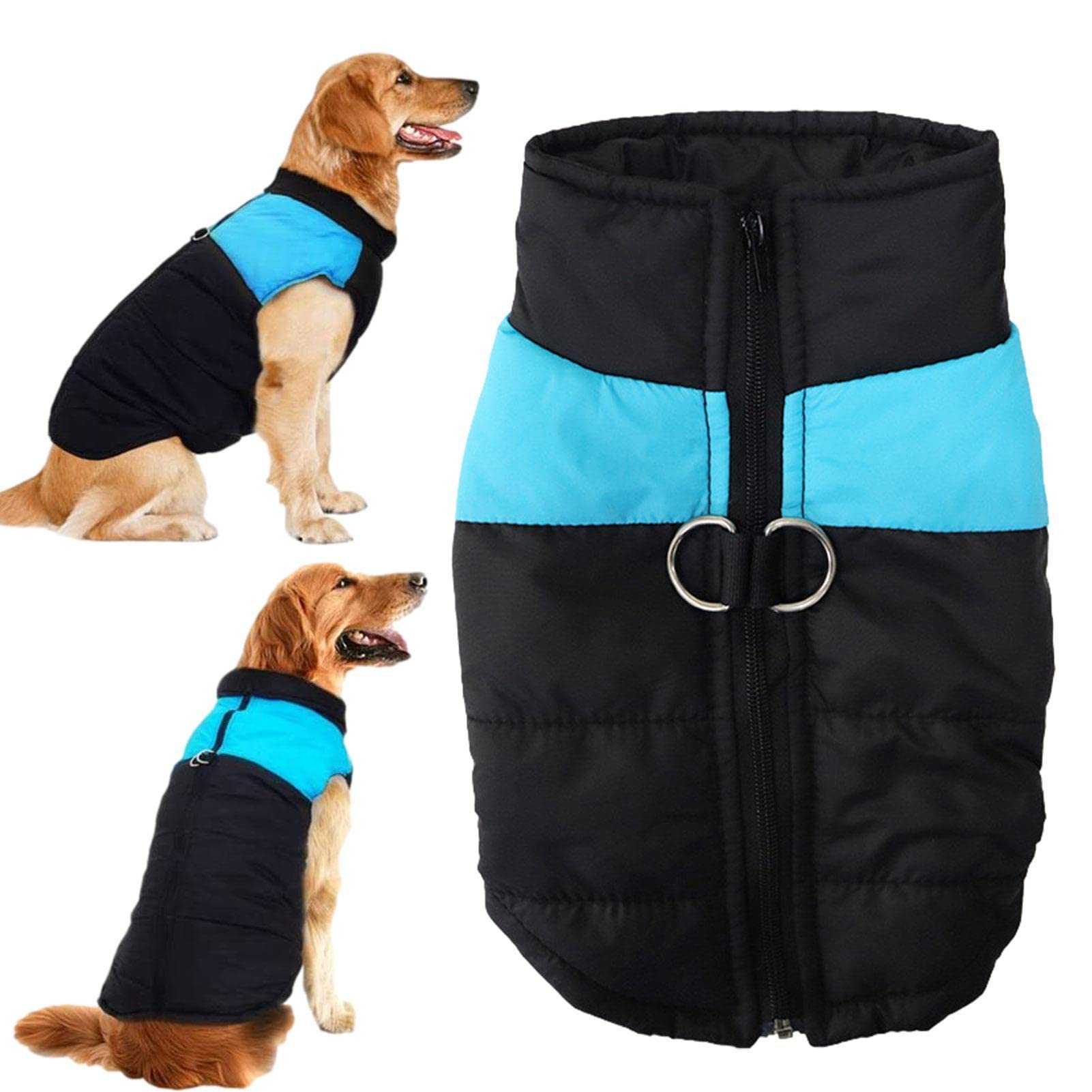 Bexdug Blue Dog Winter Vest,Cozy Waterproof Windproof Winter Dog Jacket - Soft Vest Apparel Overcoat For Small Medium Large Breeds Cold Weather