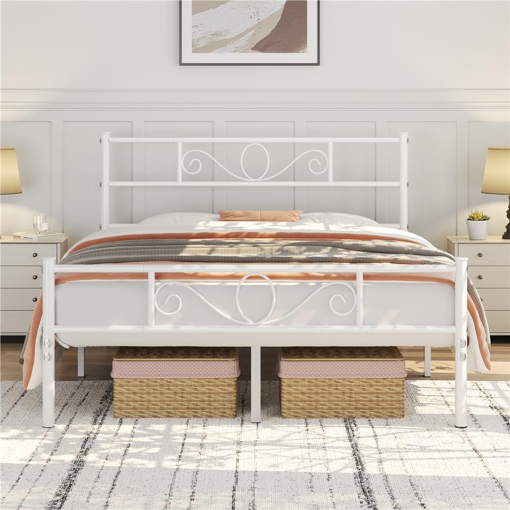 Struttura letto matrimoniale, letto con piattaforma bianca