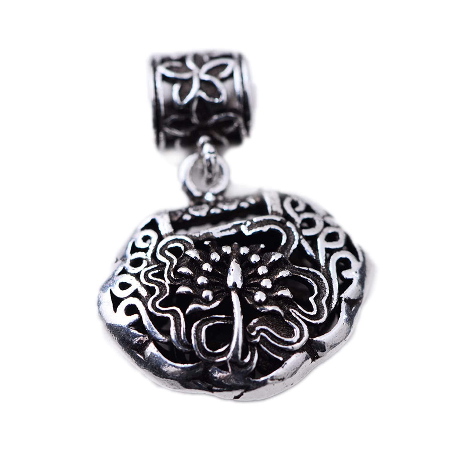 Bijoux en Argent S925 : pendentif serrure lotus rétro avec une élégance durable