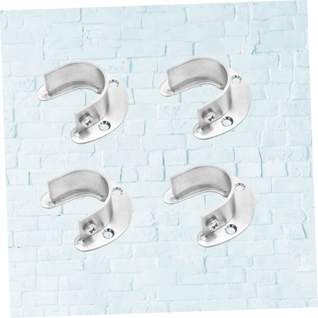 MUCKLILY 4pcs Stainless Steel Closet Pole Support Flange Rod Holder Hanging Rod Sockets for Wardrobe Bathroom Balcony and Retail Display