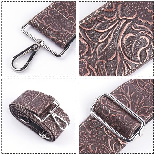 Image of Purse Straps Replacement Crossbody,Crochet Purse Strap for Handbags,Wide Shoulder Straps for Bags(5-Carved Copper Red)