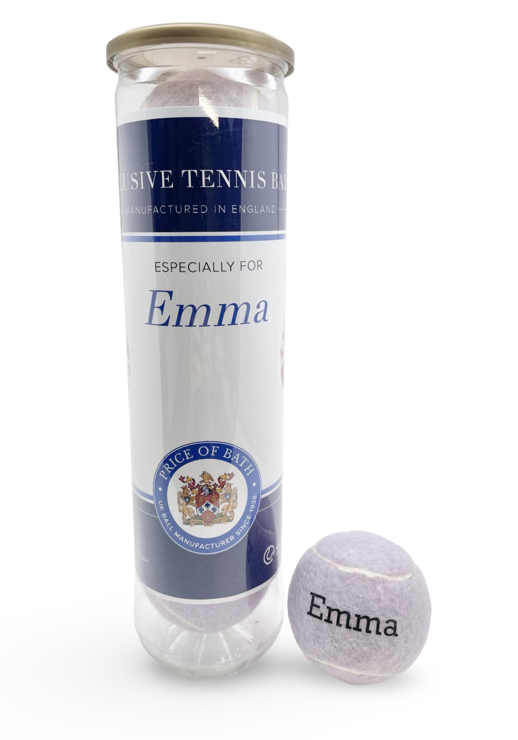 Price of Bath 4 Personalised Tennis Balls in Custom Tube | Custom Text Printed | Pink, Yellow, Red, Green, Orange & More | Unique Tennis Gift for Birthday, Christmas & Coaches | Made in UK