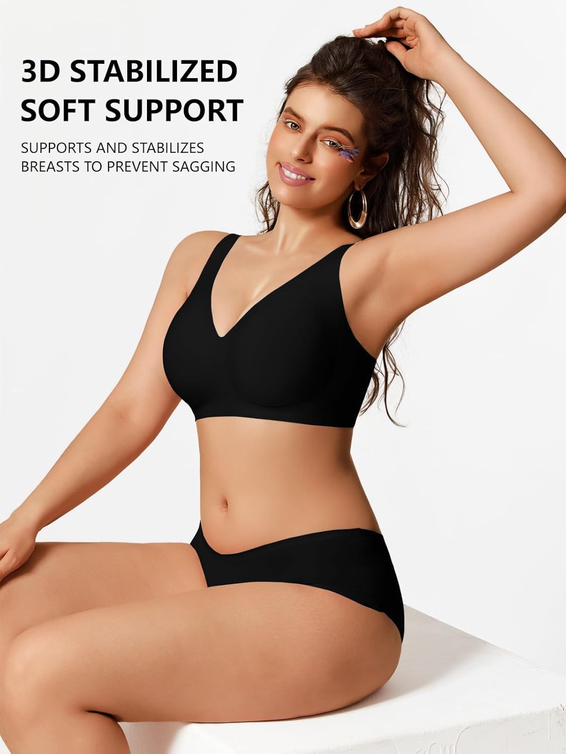 COCOMARTS Jelly Bras for Women No Underwire Seamless Push Up Comfortable Tshirt Everyday Deep V Bra with Support and Lift - Image 3