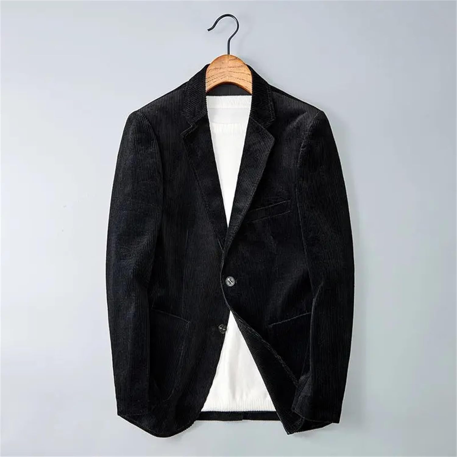 Men's Corduroy Suit Jacket Striped Retro Long sleeves Business Slim Fit Handsome Casual Coats