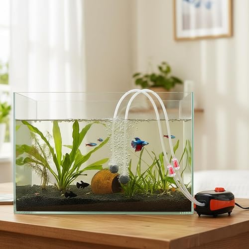 Miniatura 6 de FEDOUR 4W5W8W Aquarium Corded Electric Air Pump, 96GPH160GPH256GPH Dual Outlets 4 Outlets Oxygen Pump, Ultra Quiet Aquarium Bubbler for up to 300