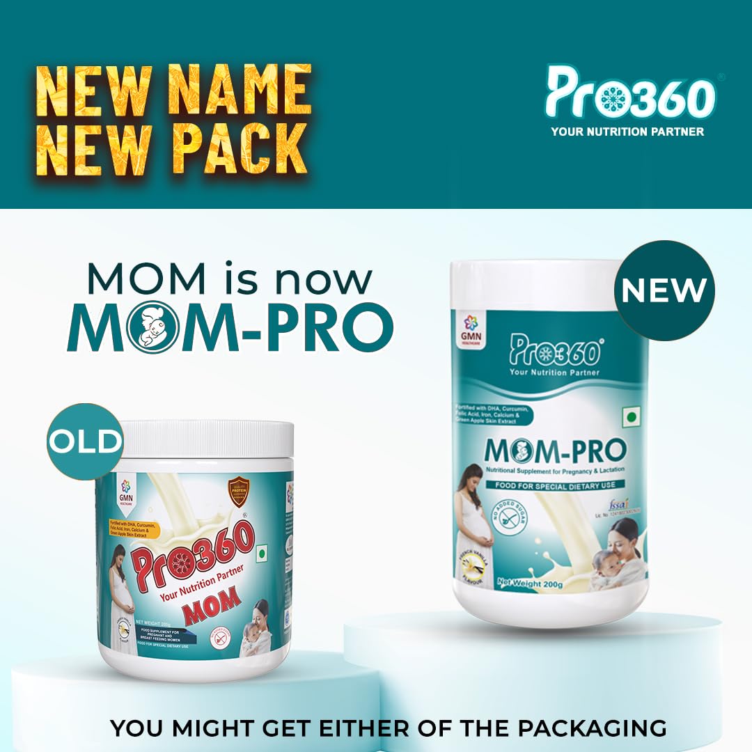 Pro360 MOM-Pro Protein Powder Nutritional Supplement for Pregnant & Lactating Women – Complete Maternal Nutrition during Pregnancy – French Vanilla Flavor – 200G — Amazon image 2