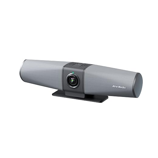 AVerMedia PA511D- 4K Video Conference Camera, Speakerphone, Echo Cancellation, Autoframing, Zoom Certified, Wired Network and One Cable Connection - Webcam for PC, Tripod & Monitor