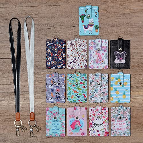 Lanyard Id Badge Holder Case Pu Leather Credit Card Wallet With 1 Id Window, 2 Card Slots, 1 Zipper Pocket, 2 Key Chains And A Detachable Neck Strap For Women Teen Kids Girls Office, Zipper Llama #TOP5