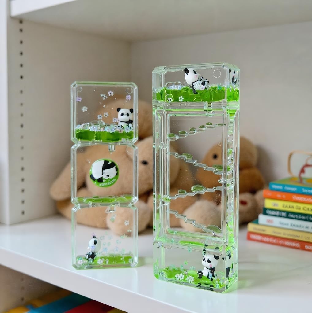 Panda Sensory Liquid Hourglass Motion Bubbler: Sleep Aid & ASMR Alternative with Hypnotic Flow Sounds, Blue Light Free, Zero Charging for Stress Relief, Office & Home Desktop Decor - Image 8