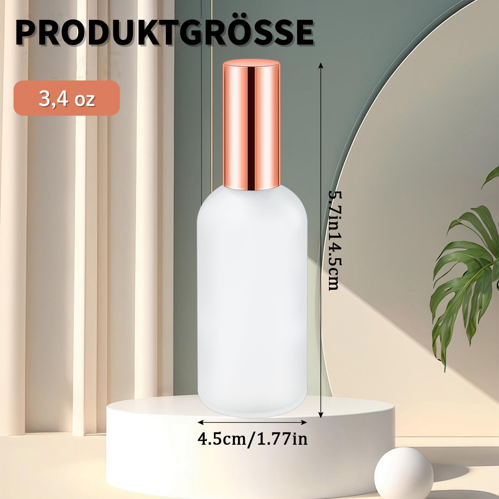 20 bottiglie in vetro vuoto da 100 ml – Bottiglie spray sottili ricaricabili in vetro smerigliato con testina spray oro rosa, ideali per profumi, oli essenziali, cosmetici e viaggi