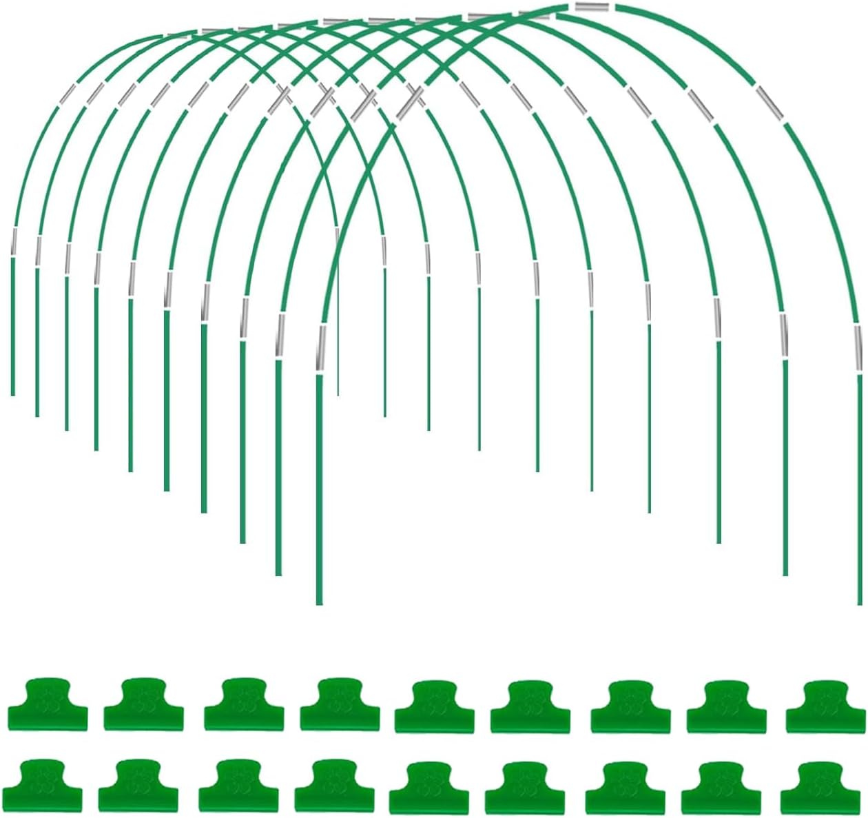 Greenhouse Hoops Grow Tunnel, 8FT Long Garden Hoops, 60pcs DIY Width Plastic Coated Fiberglass Garden Tunnel for Raised Beds, Rust-Free Garden Tunnel for Garden Fabric