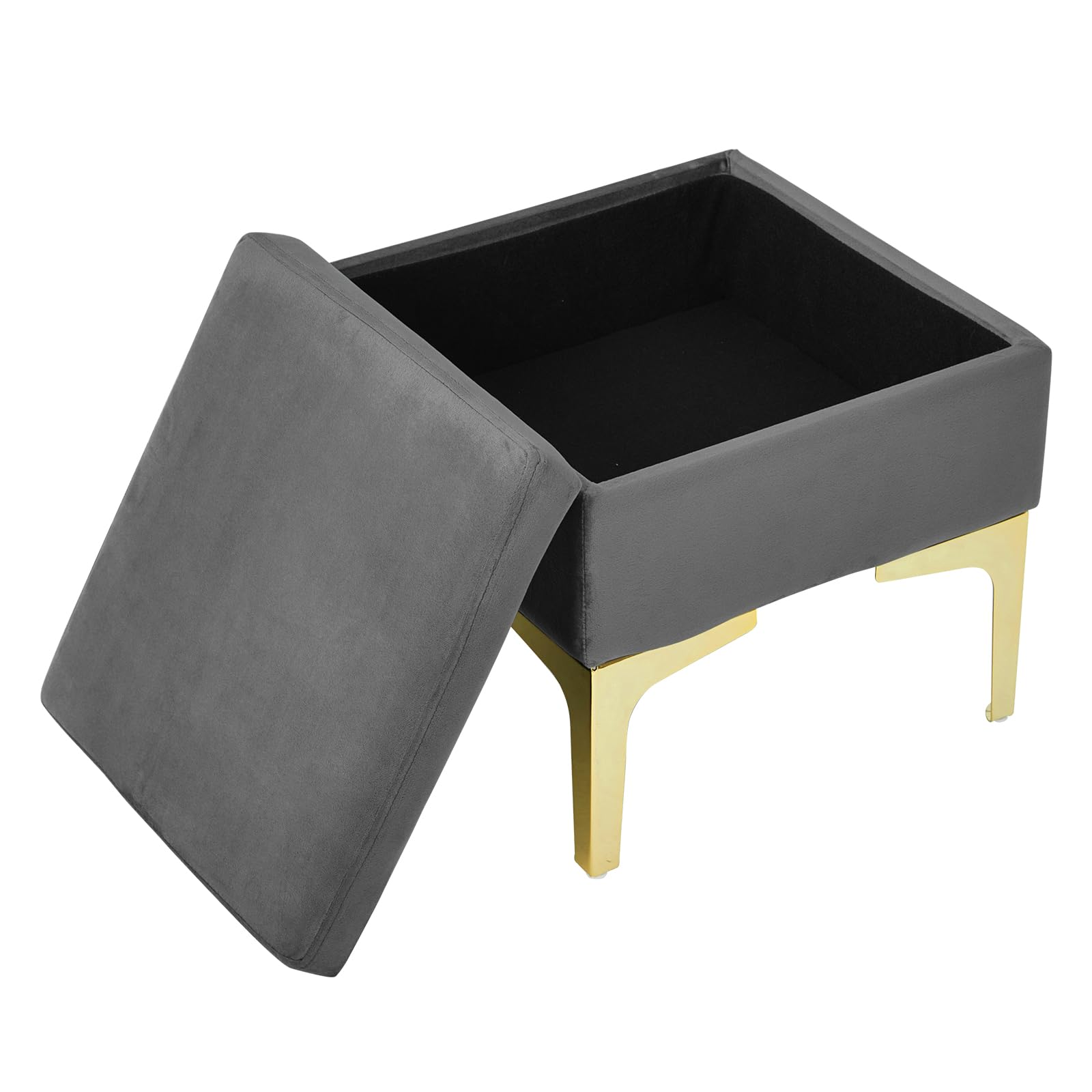 HOUCHICS Small Ottoman, Ottoman with Storage, Footstools and Ottomans Small, Small Storage Ottoman, Ottoman for Living Room, As Small Foot Stool, Foot Stool with Storage (Black Ottoman)