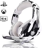 PHOINIKAS H-1 Camo Gaming Headset for PS5 PS4 Xbox PC Switch - Noise-Cancelling Mic, 40mm Bass Surround, Over-Ear Comfort (14K+ Reviews)