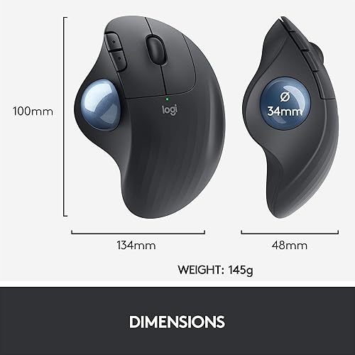 Vista 5 de Logitech Ergo M575 - Mouse inalámbrico de trackball, fácil control del pulgar, seguimiento preciso y suave, diseño ergonómico cómodo, Windows/Mac
