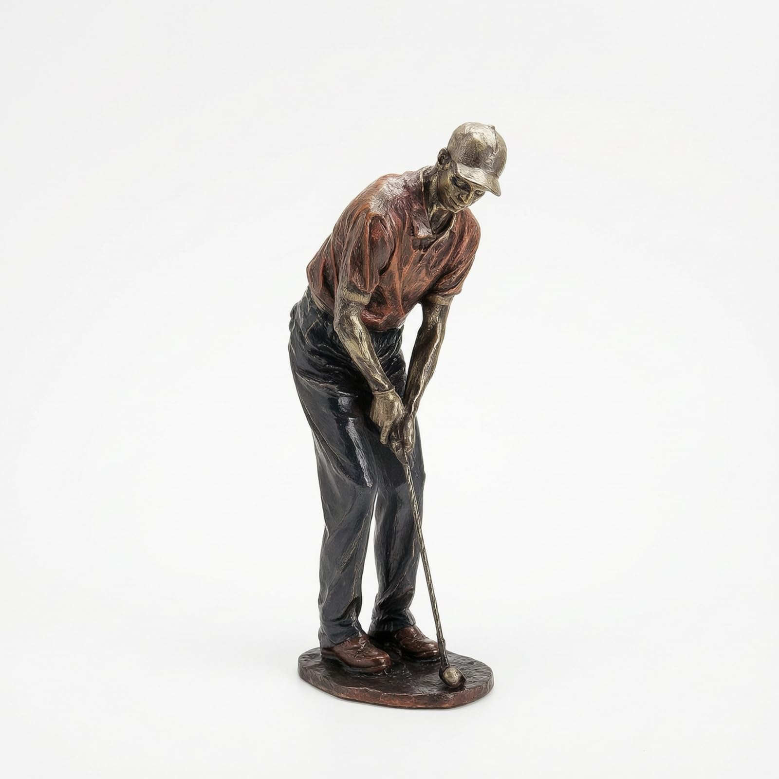 Figura Golf | Acabado Pintado Multicolor, Figura Golfista, Resistente, Escultura Golfista, para Oficina, Estudio, Golfistas
