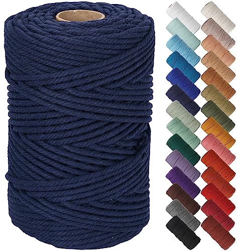NOANTA Dark Blue Macrame Cord 5mm x 109yards, Colored Macrame Rope Cotton Rope Macrame Yarn, Colorful Cotton Craft Cord for Wall Hanging, Plant Hangers, Crafts, Knitting