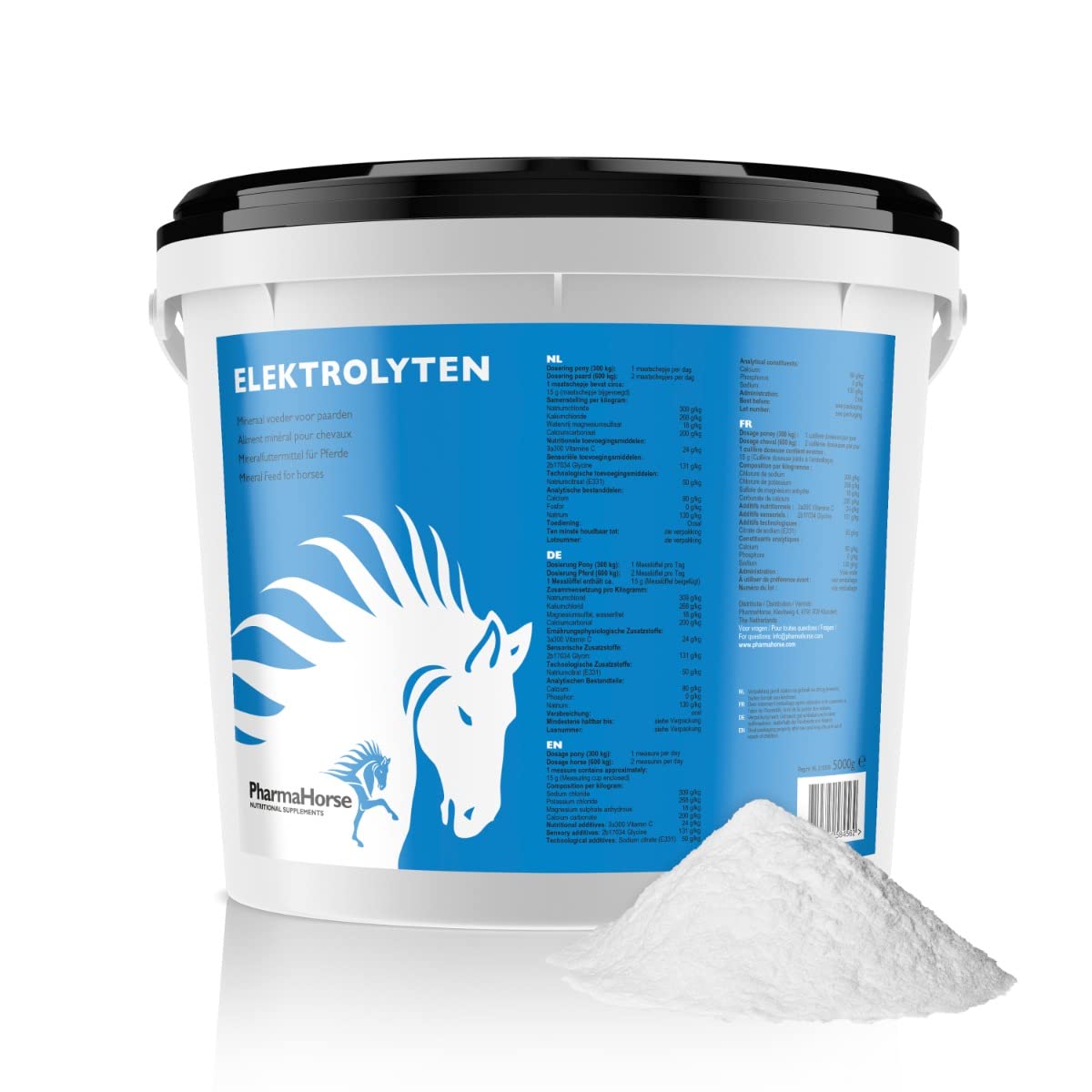 PharmaHorse Électrolytes Cheval | Bonne hydratation| Sels minéraux pour Cheval | Le Fonction Musculaire & nerveuse | Human Grade Quality | 5000 grammes