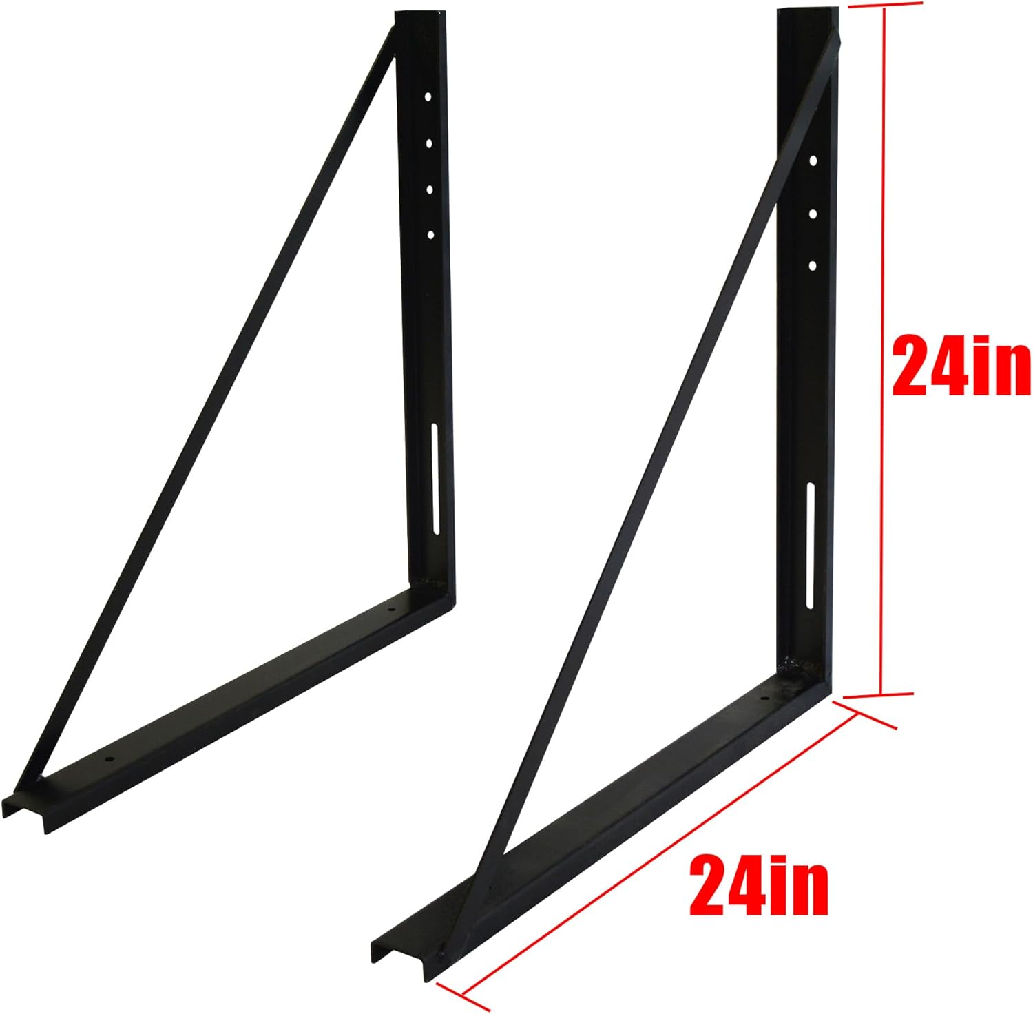 24"x24" Underbody Truck Tool Box Mounting Brackets Heavy Duty Welded Formed Steel Mounting Brackets Kit for Trailer with Screws and Nuts Set of 2 Black Universal Hole Pattern