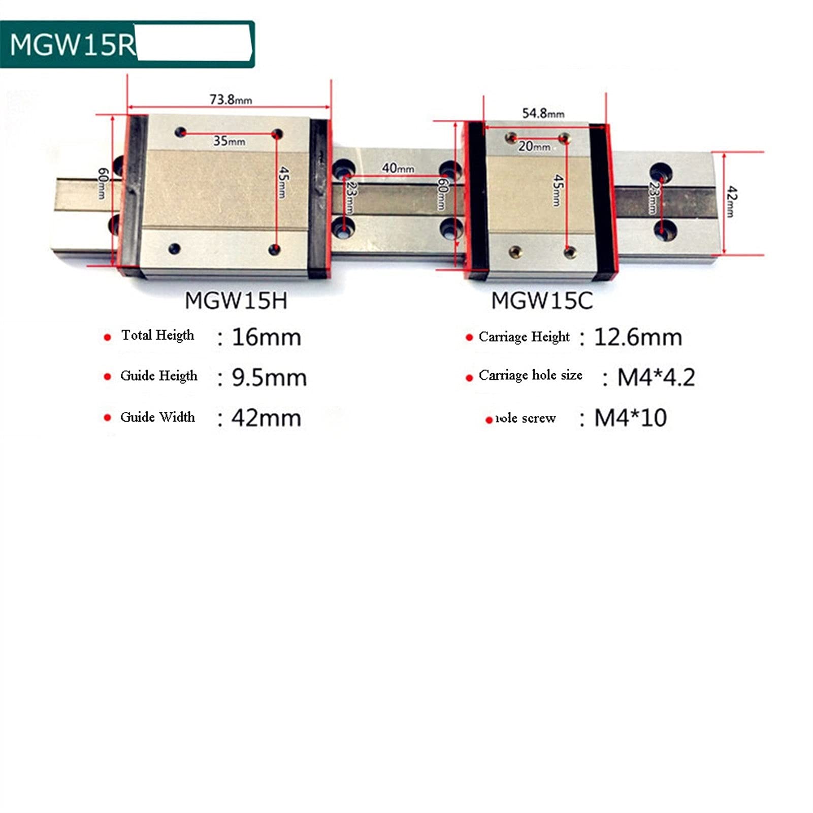 Leloo Lcuihong-liniowa prowadnica szynowa 1 szt. min MGW7/MGW9/MGW12/MGW15 wózek, liniowa prowadnica szynowa z MR7 MR9 MR12 MR15 7mm-15 mm CNC okrągłe części DIY mocne i trwałe