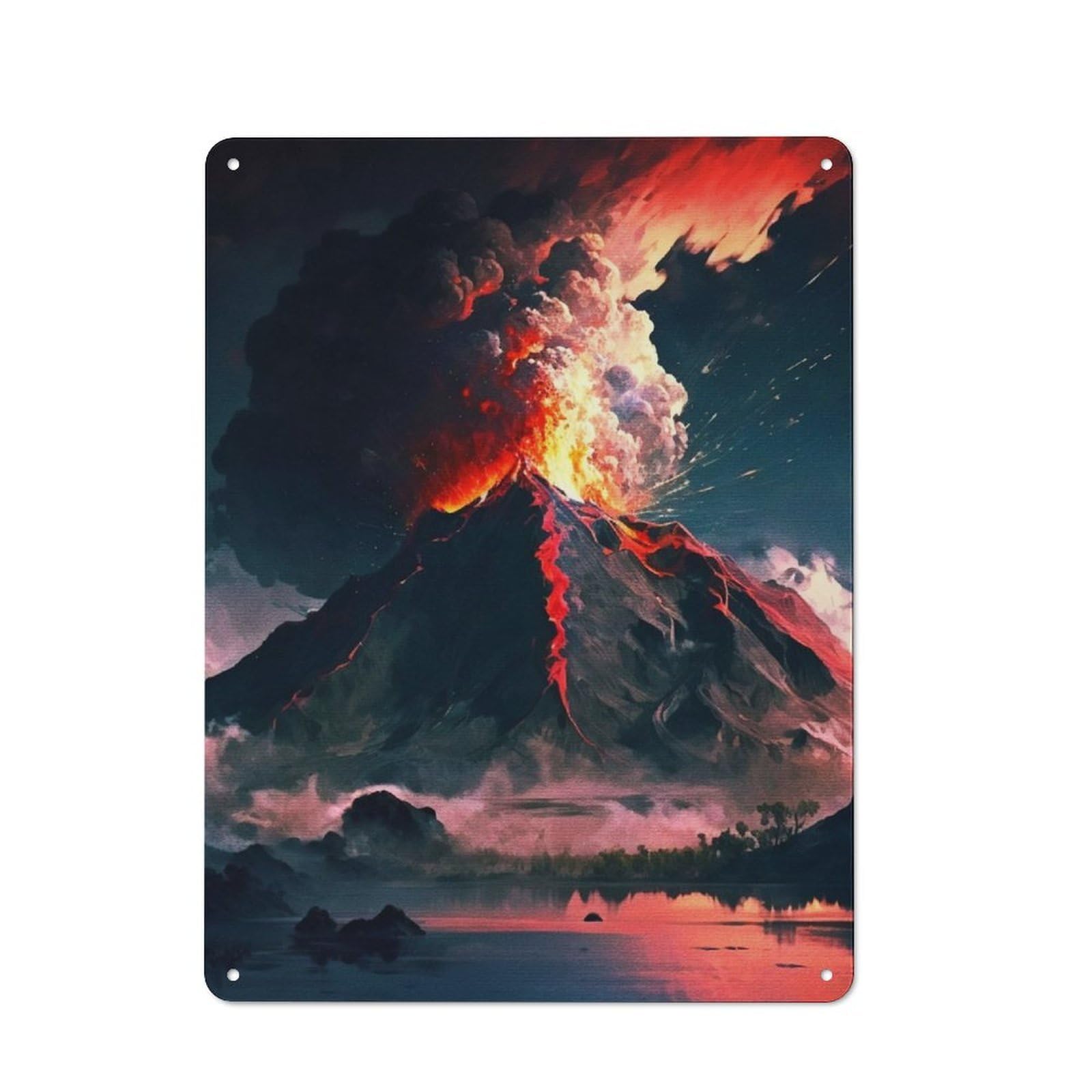 Junmoney Eruption Volcano For Lounge Or Reading Corner, Retro Metal Sign 40X30cm, For Metal Sign Collectors, For Garage And Workshop Walls