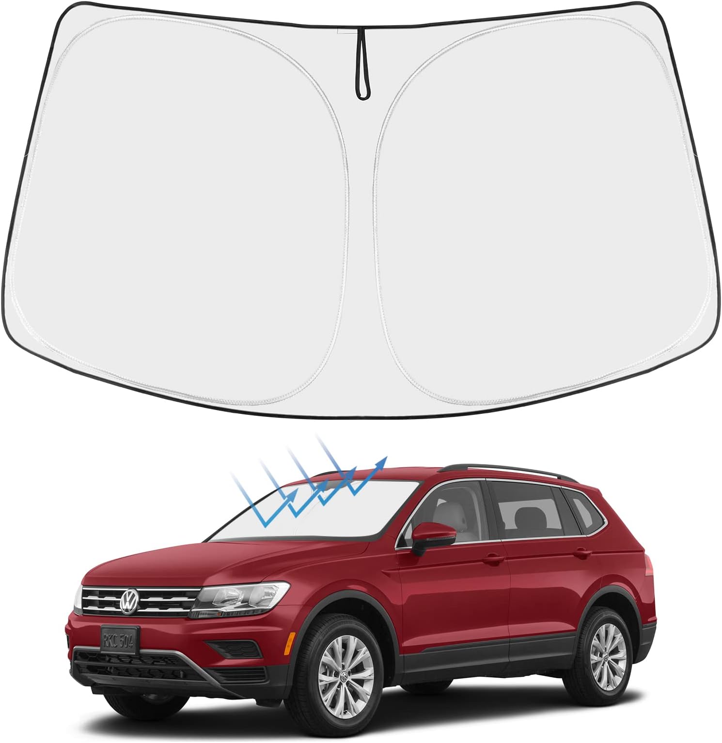 Proadsy 2024 Upgrade Front Windshield Sun Shade Foldable Sunshade Protector Custom Sun Visor Fit 2009-2017 Volkswagen VW Tiguan Accessories