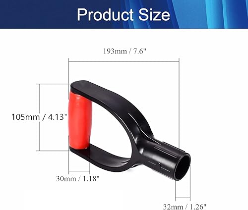 Miniatura 2 de Jutagoss 2 palas D mango de agarre de 1-14 pulgadas1.260 in de diámetro interior de PVC pala de nieve, mango de repuesto, accesorio de jardín para