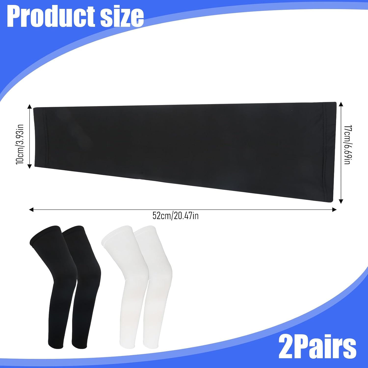 2 Pairs Leg Sleeves, Thigh Compression Sleeves Full Length Sports UV Protection Sleeve Long Legs Sleeve with Anti-slip Silicone Strips for Men Women Running Basketball Football - Image 2