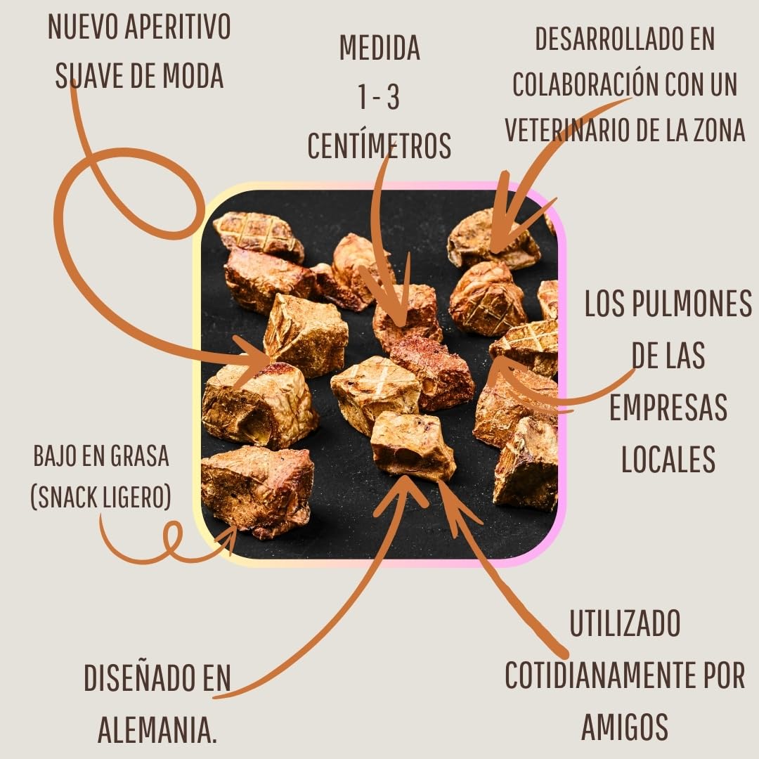 WEPO Golosinas para perros – 1 kg de pulmón de vacuno seco – aperitivos saludables – Dog Treats – Saludable y fabricado en el Reino Unido – Suministra proteínas, vitaminas y