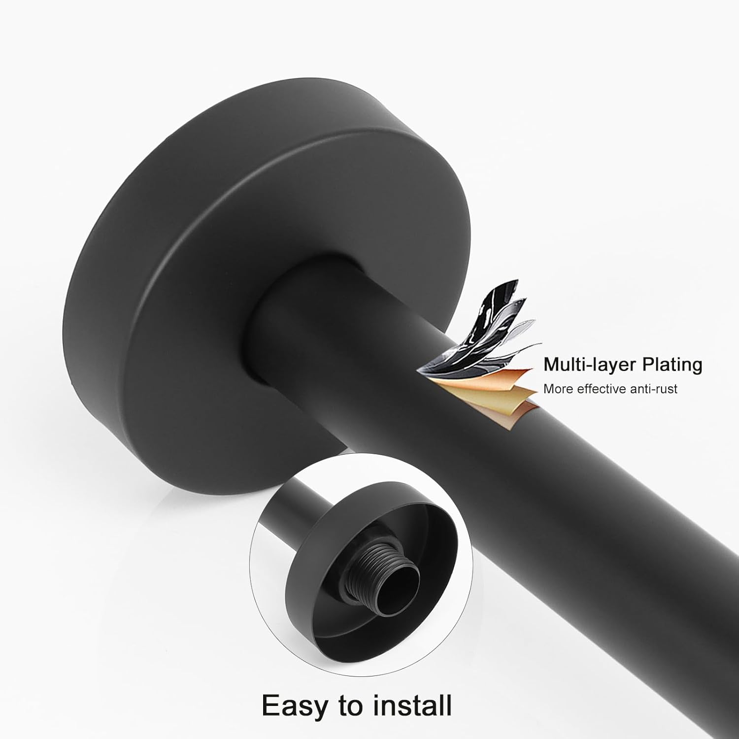 NearMoon Shower Arm, Extra Extension Arm with Flange, Stainless Steel Wall-Mounted Showerhead Extender Pipe (24 Inch, Matte Black)