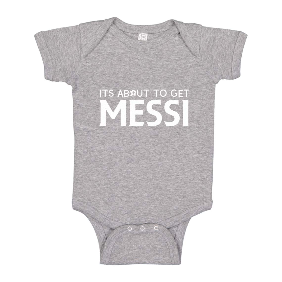 Indica PlateauBaby Romper Its About to Get Messi 100% Cotton Infant Bodysuit
