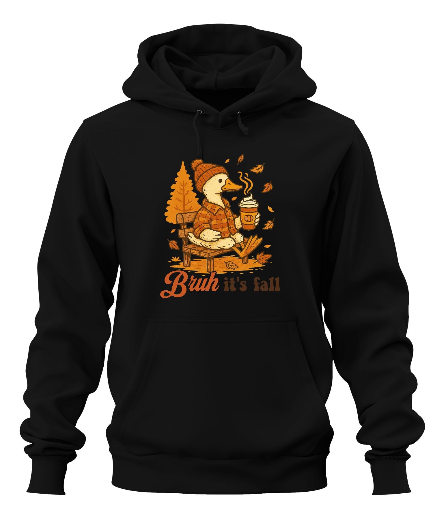 Bruh It's Fall Kaczka Jesień Dynia Kawa Kawa Koszula Karo, Czapka Liście Unisex Bluza z kapturem Bluza z kapturem