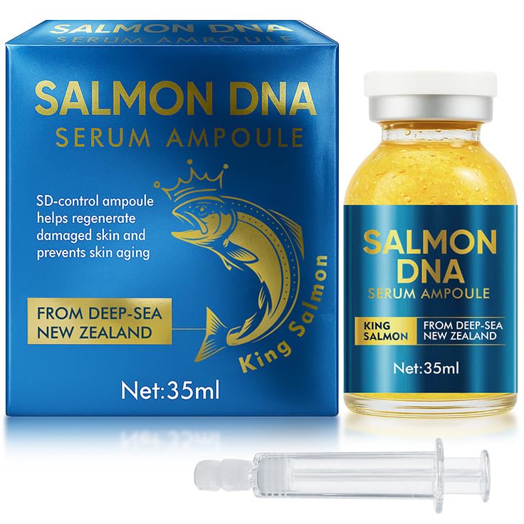 Salmon DNA Ampoule, 35ml Hydrating Microneedling Serum, Moisturizing & Plumping Facial Treatment, Helps Improve Wrinkles and Skin Barrier for Face and Body