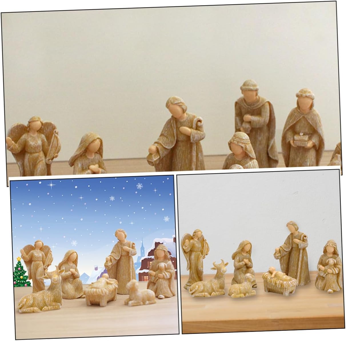 10pcs Resin Nativity Figurines Set Small Jesus Ornaments Christmas Birth Scene Decoration for Tabletop Holiday Home
