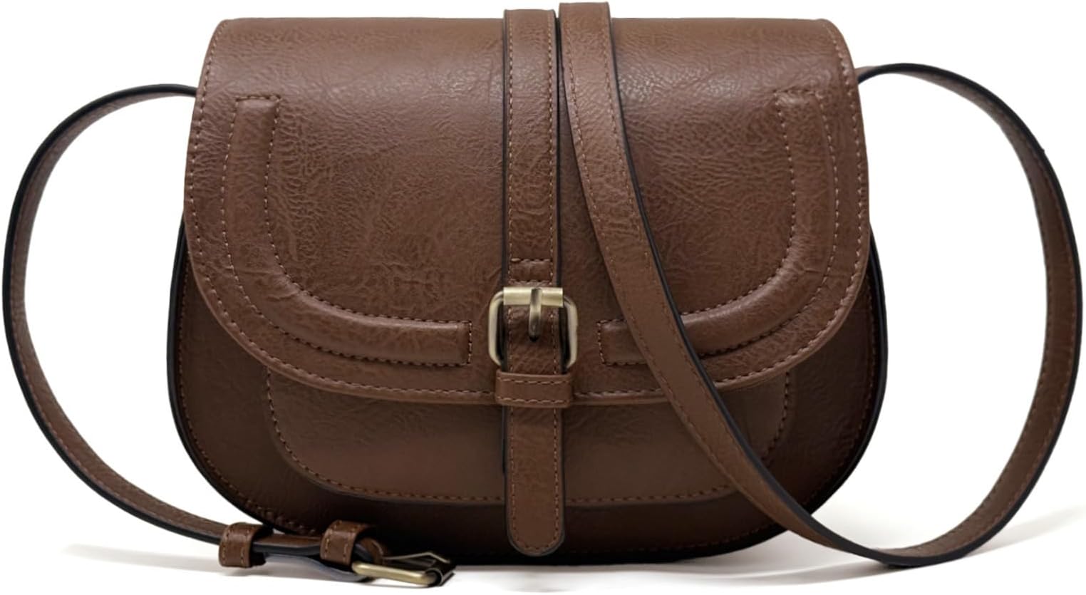 AFKOMST Crossbody Bag for Women Small Satchel and Shoulder Bag Vintage Saddle Handbags Vegan Leather