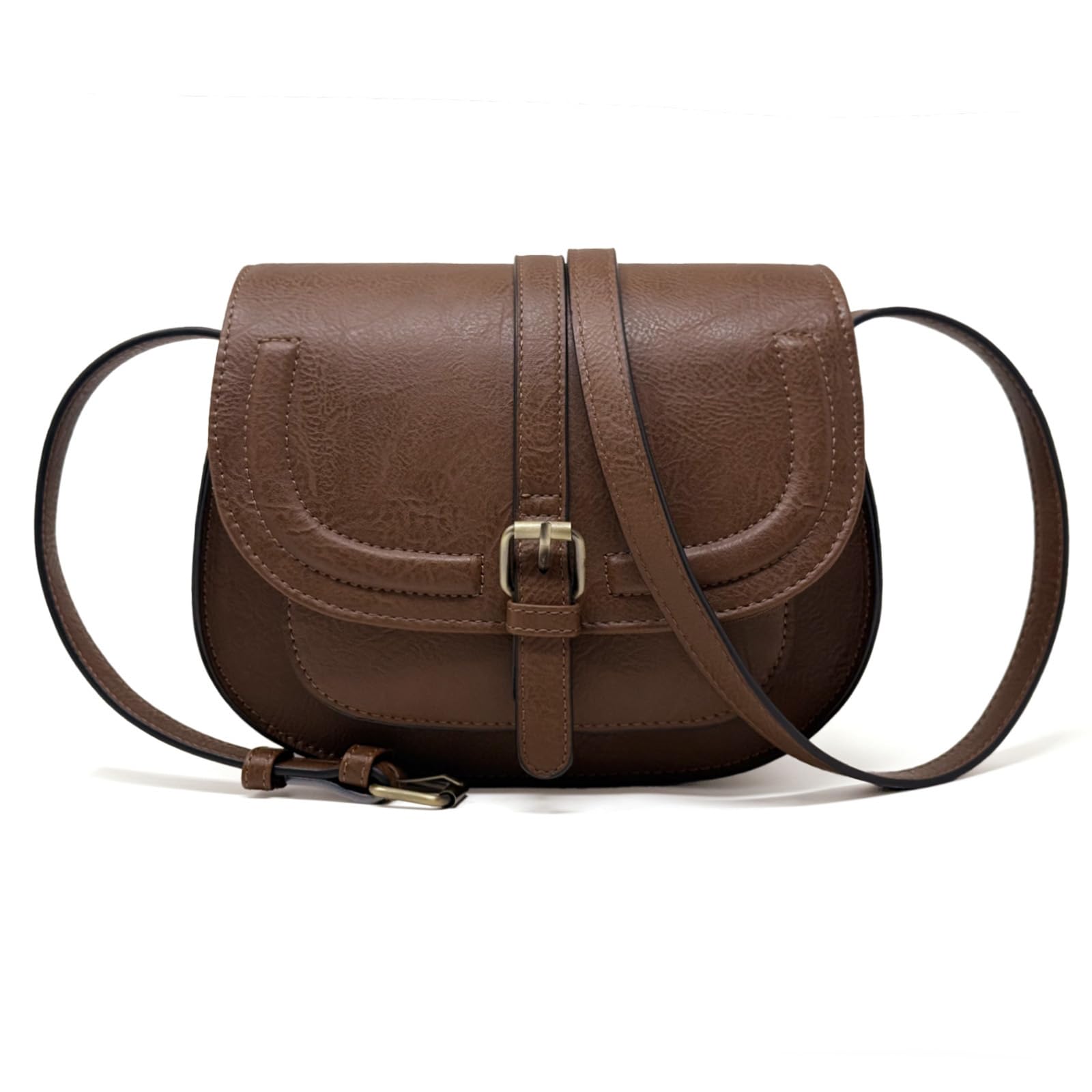 AFKOMST Crossbody Bag for Women Small Satchel and Shoulder Bag Vintage Saddle Handbags Vegan Leather