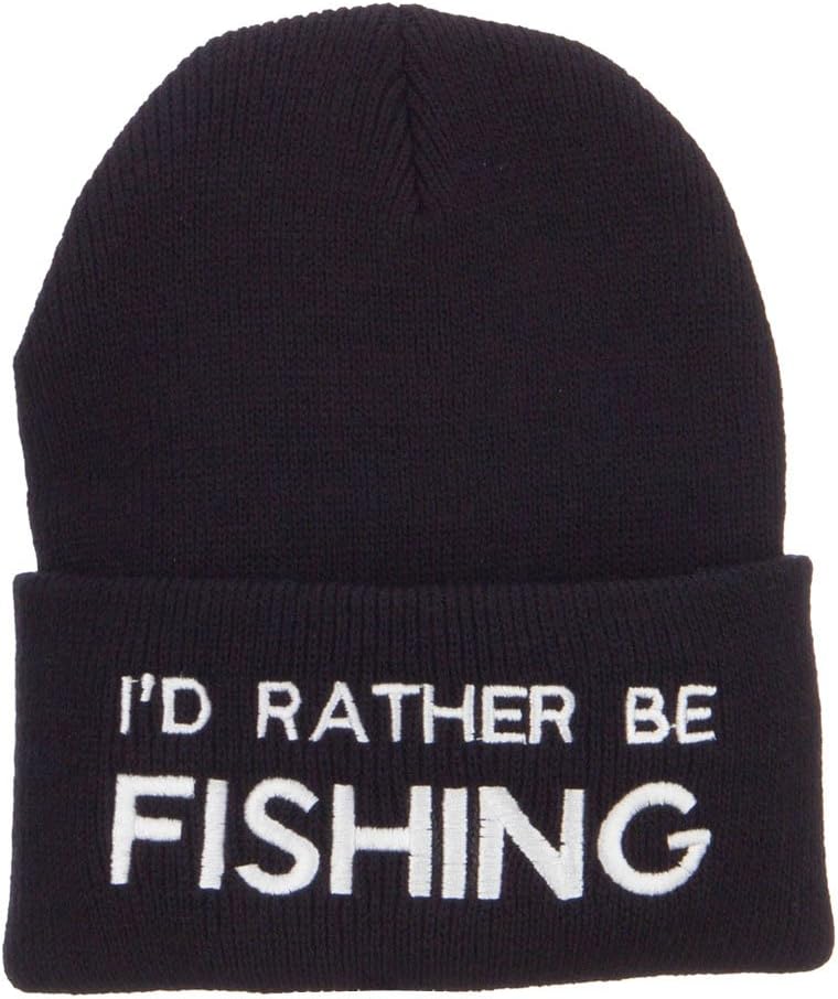 e4Hats.com I'd Rather Be Fishing Embroidered Cuff Beanie