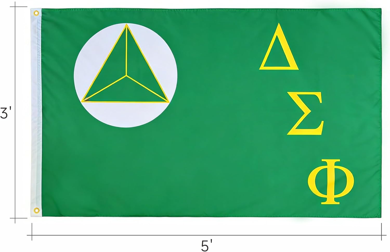King Greek Delta Sigma Phi Flag Official Fraternity,Brass Grommets & Double Stitch,Polyester Banner Wall Decor for Outdoor Indoor Decoration,3x5 Feet