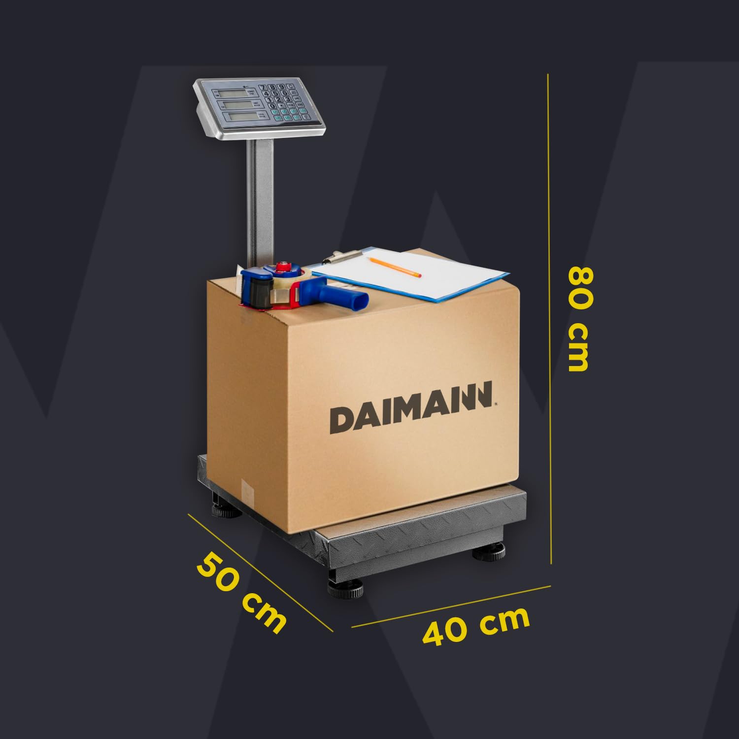 Bilancia Elettronica 300 kg Professionale – Bilancia Industriale Triplo Display LCD, Bilancia Pesa Pacchi con Funzione TARA e Piattaforma Antiscivolo, Bilancia da Banco Magazzino, Batteria Integrata