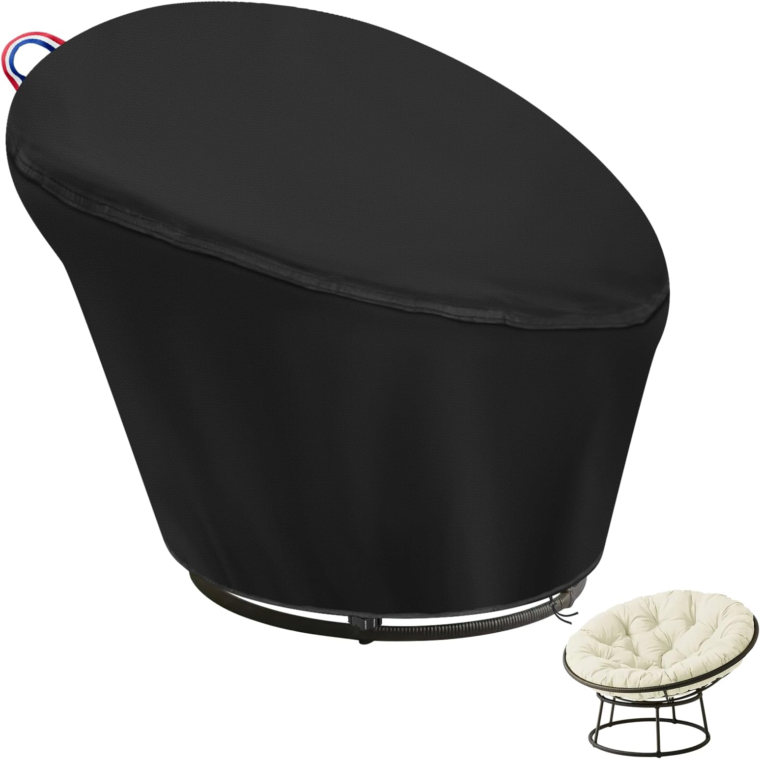Papasan Chair Cover, Rattan Chair Cover, Waterproof, Windproof, Hanging Chair Tarpaulin, Durable, Lounge Chair Tarpaulin for Rocking Chairs and Hanging Chair, Outdoor, 119 x 89/46 cm