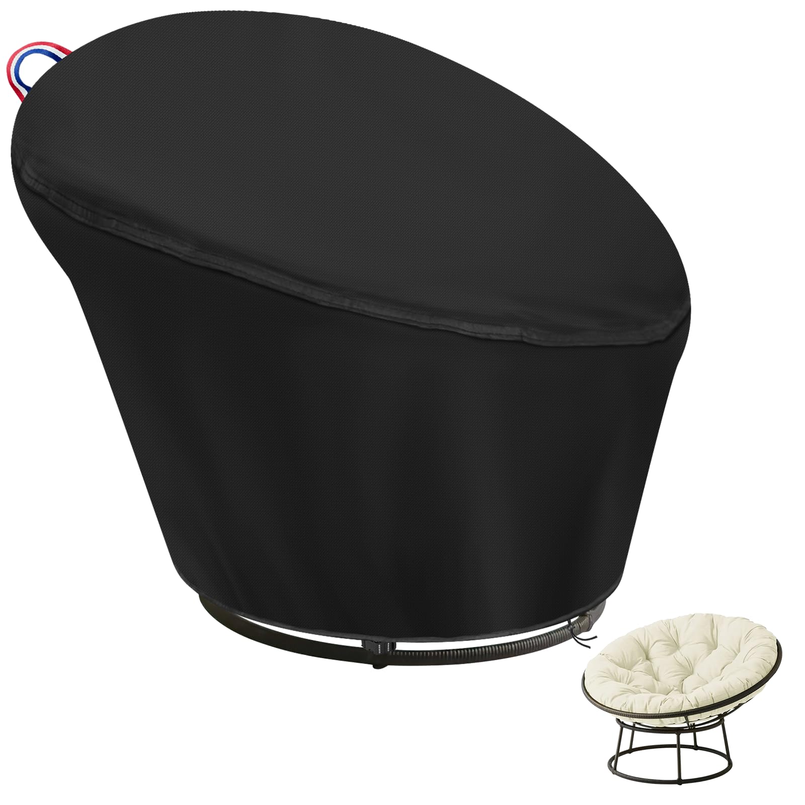 Papasan Chair Cover, Rattan Chair Cover, Waterproof, Windproof, Hanging Chair Tarpaulin, Durable, Lounge Chair Tarpaulin for Rocking Chairs and Hanging Chair, Outdoor, 119 x 89/46 cm