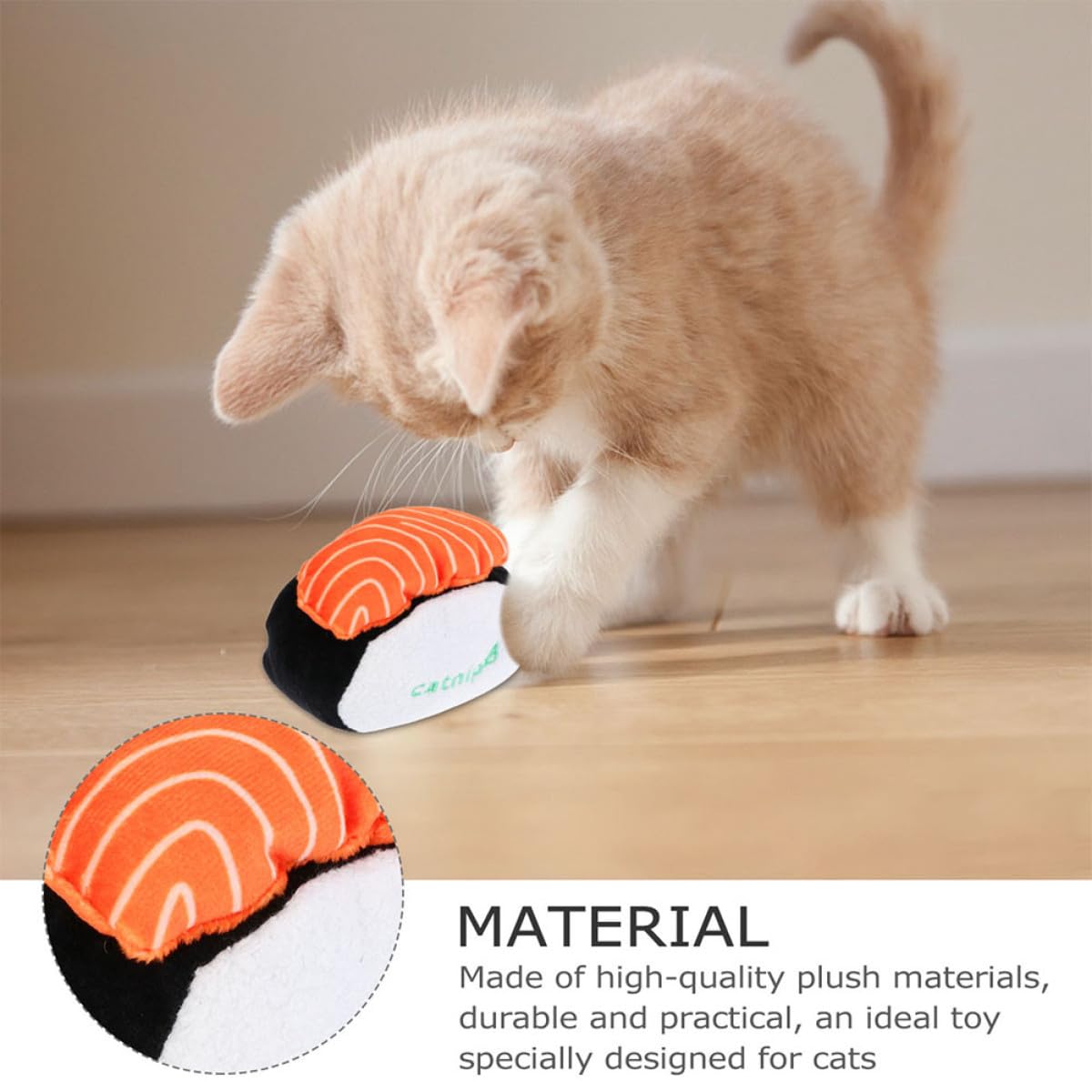 DOITOOL 6piezas Juguete De Gato De Catnip Sonido Sushi De Peluche para Masticar Interactivo para Mantener Tu Gato y Saludable