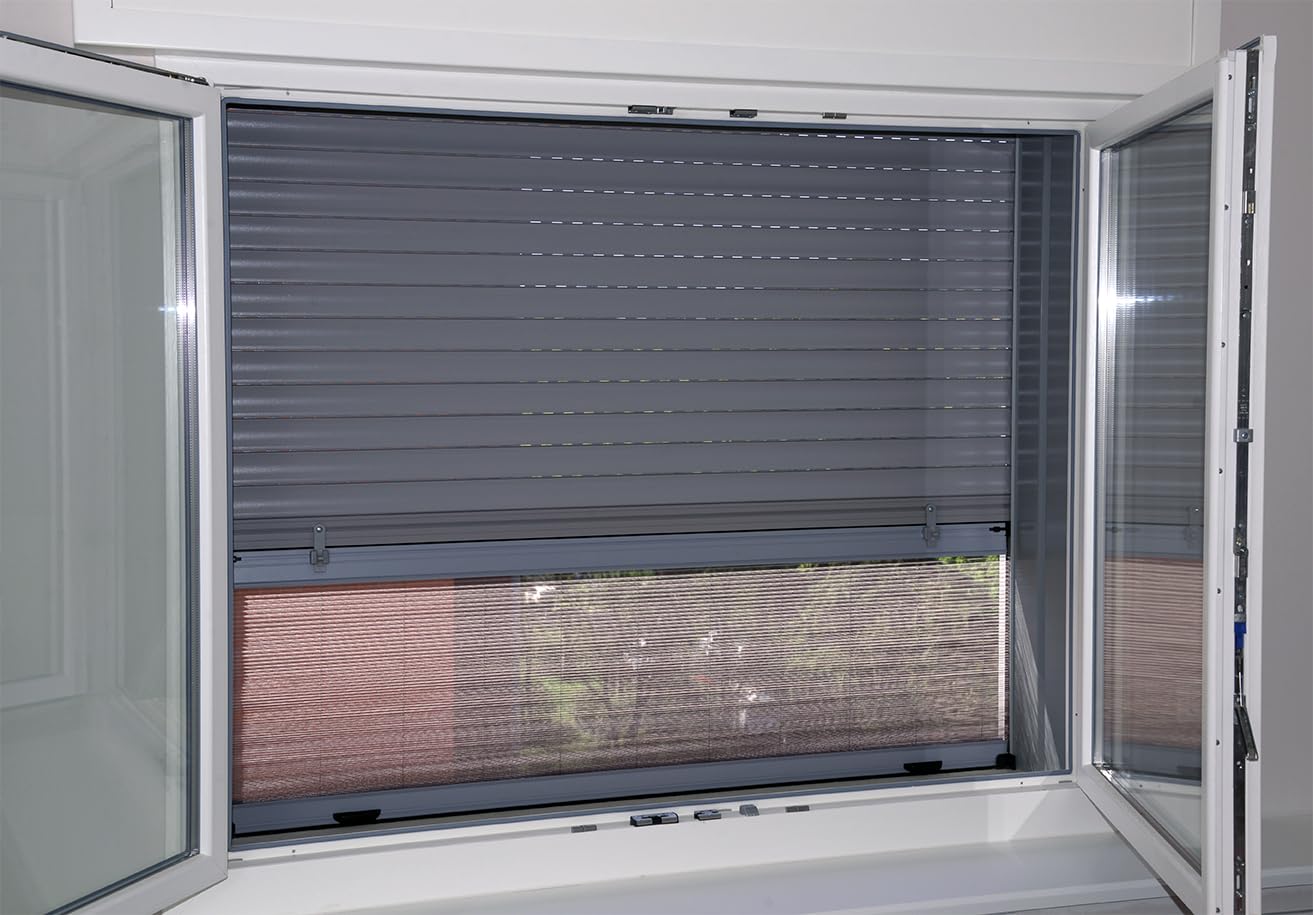 Zanzariera per Tapparelle UP 100x160cm Rete Plissettata Cassonetto in Alluminio Colore Bianco Zanzariera universale Verticale per Tapparelle Manuali e Motorizzate Stop Inset