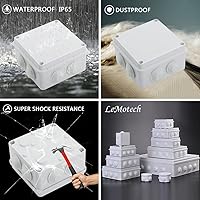 Vista 8 de LeMotech - Caja de derivación universal de plástico ABS resistente al polvo, resistente al agua, IP65, color blanco